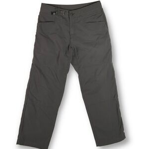 Prana Breathe Pants Sz L Hiking Adjustable Waist Cotton Gray Mens Outdoor